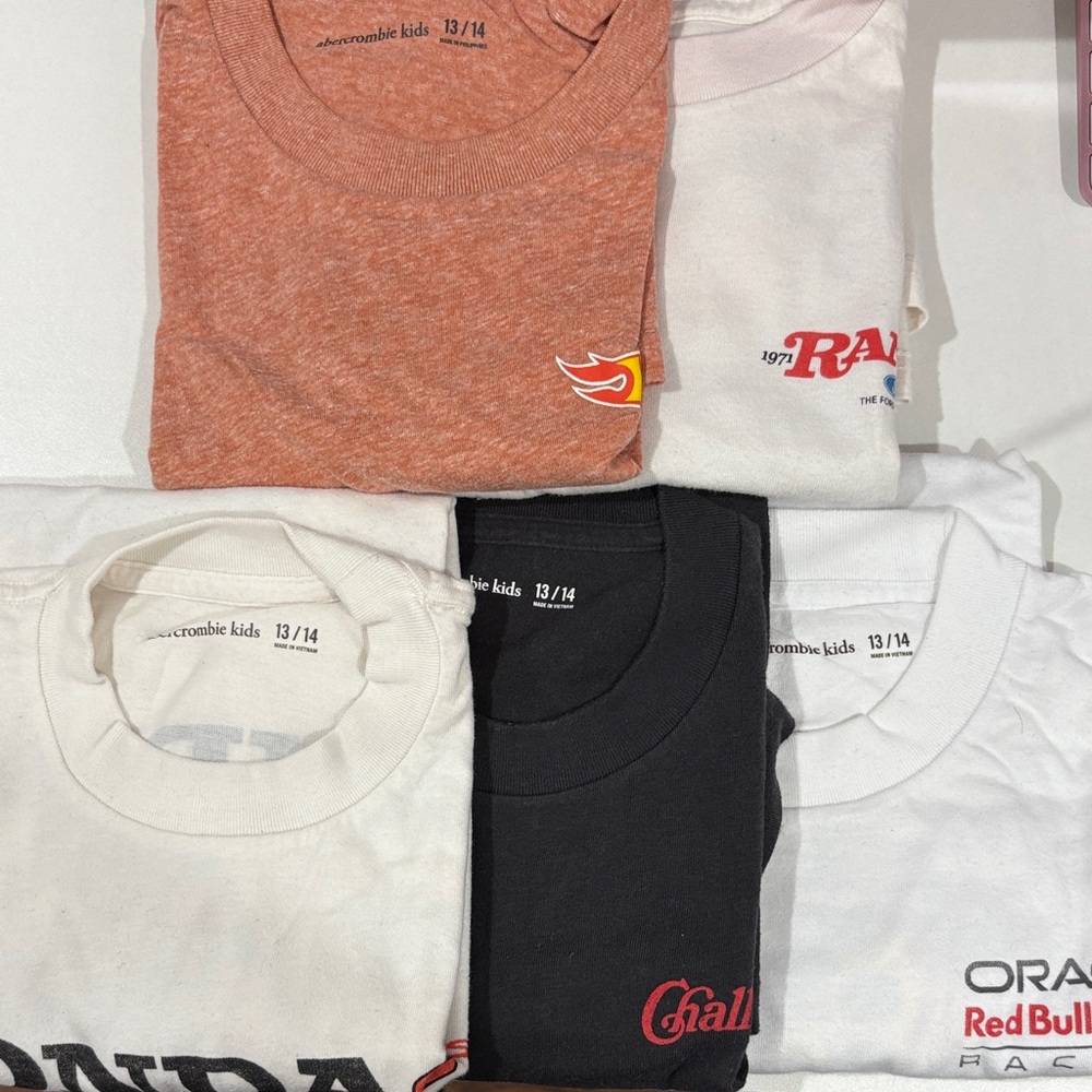 Abercrombie Kids T-Shirt Collection in Orange, Black, and White